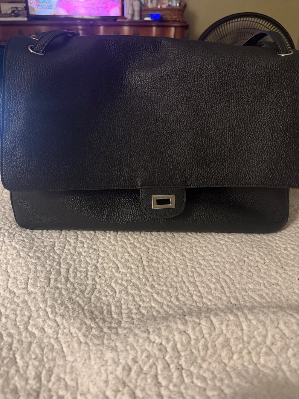 Elegant Black Pebbled Leather Shoulder Bag